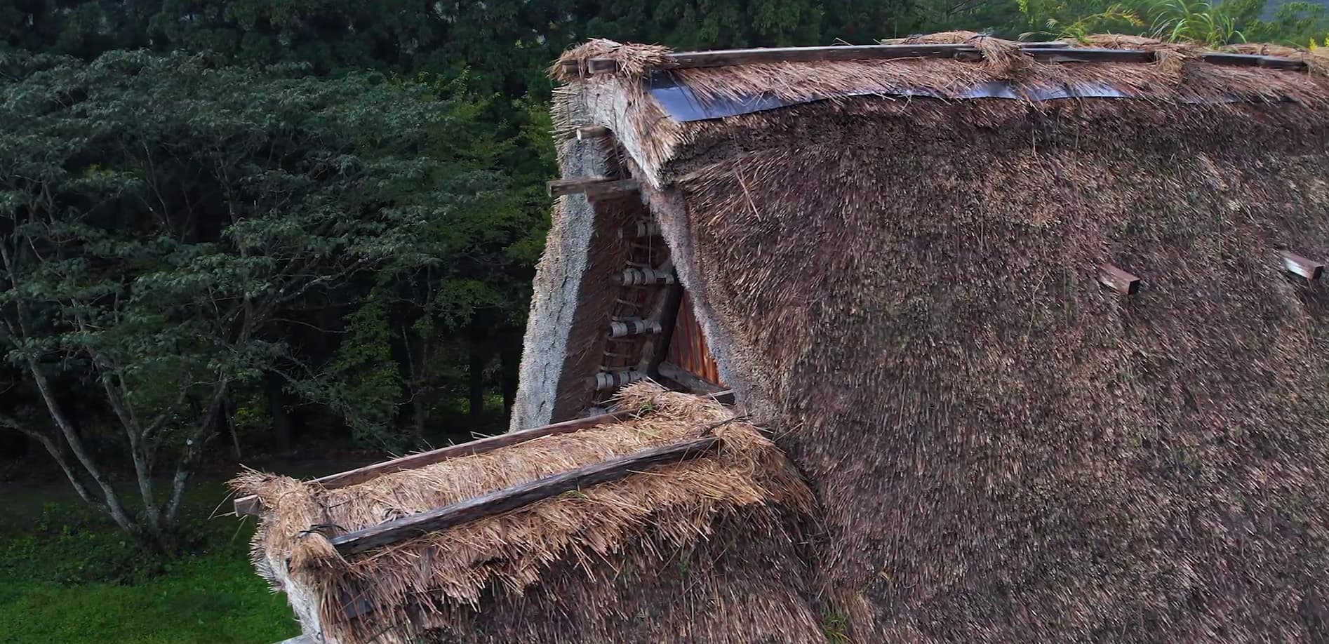 白川郷の朝 空撮_4K